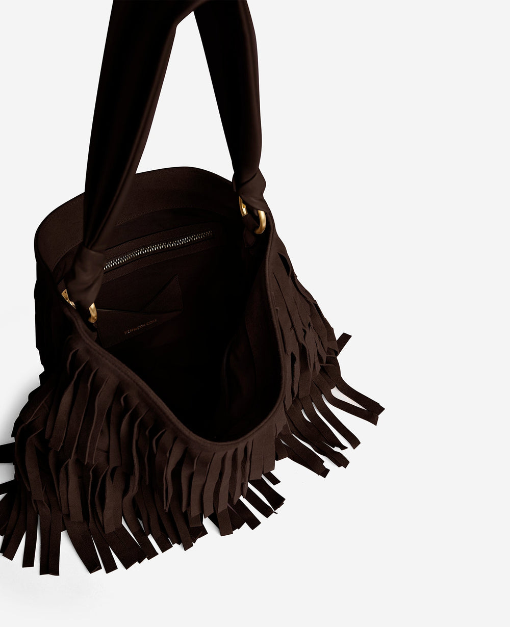 Fringe Slouch Hobo Bag | Kenneth Cole DARK BROWN