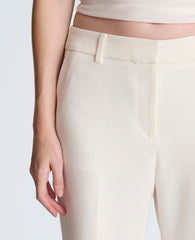 Luxe Twill Fly Front Flare Pant Mid Rise | Kenneth Cole FEATHER WHITE