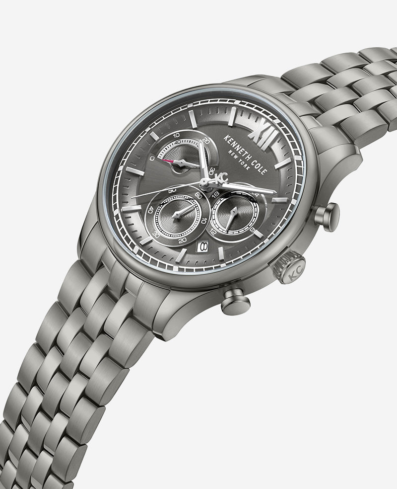 Dress Sport Chronograph Stainless Steel Bracelet Watch | Kenneth Cole GUN