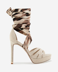 Nikkii Printed Fabric Wrap Around Platform Heel | Kenneth Cole NATURAL FABRIC
