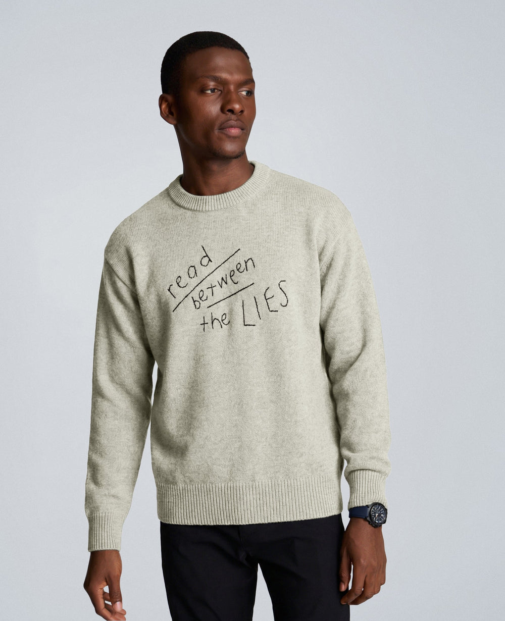 Shop Read Between The Lies Crewneck Sweater – Grey | KC | Kenneth Cole GREY
