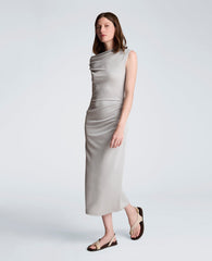 Ruched Waist Midi Off-The-Shoulder Dress | Kenneth Cole STONE GREY