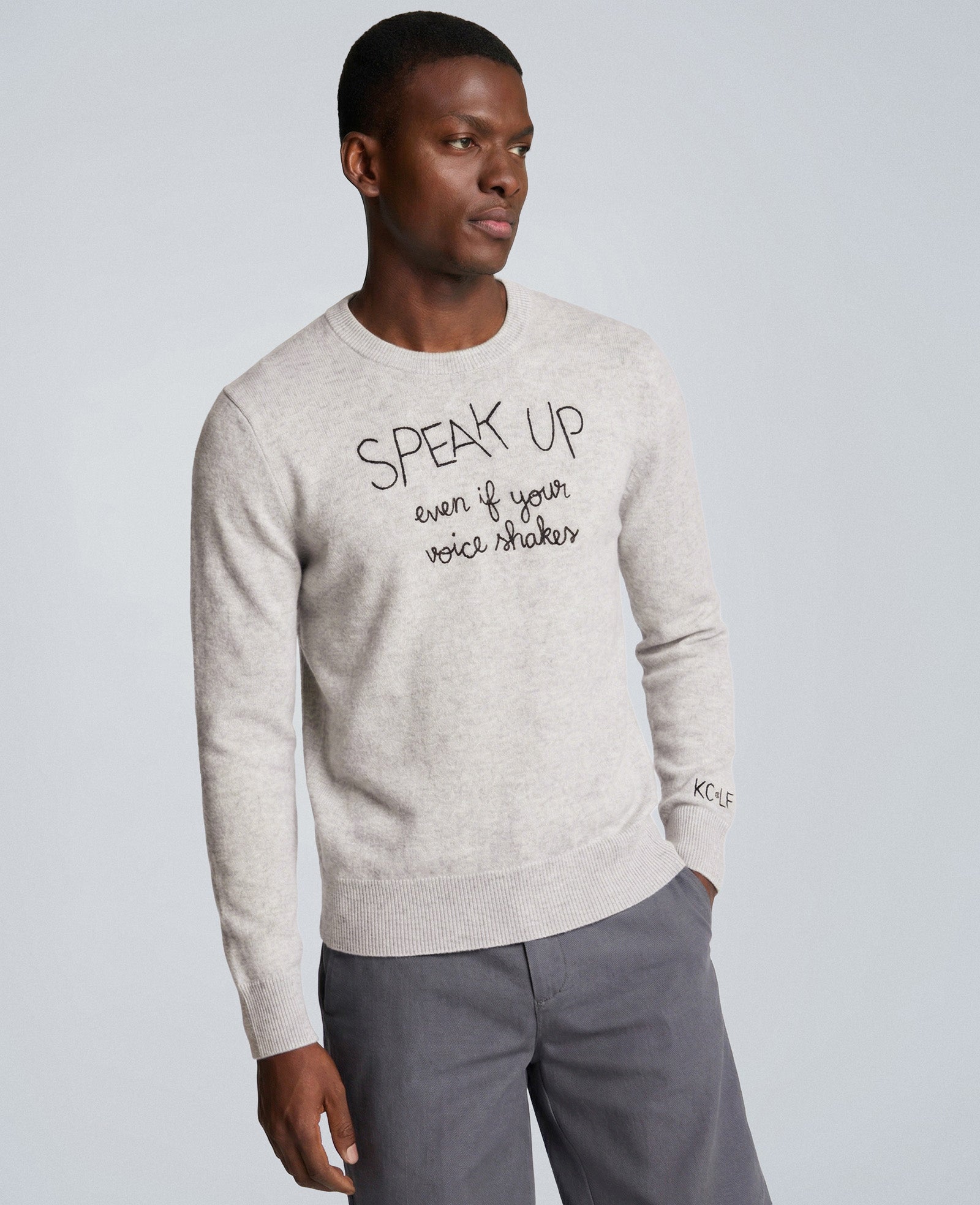 Speak Up Cashmere Crewneck Sweater, Grey | Kenneth Cole | Kenneth Cole GREY