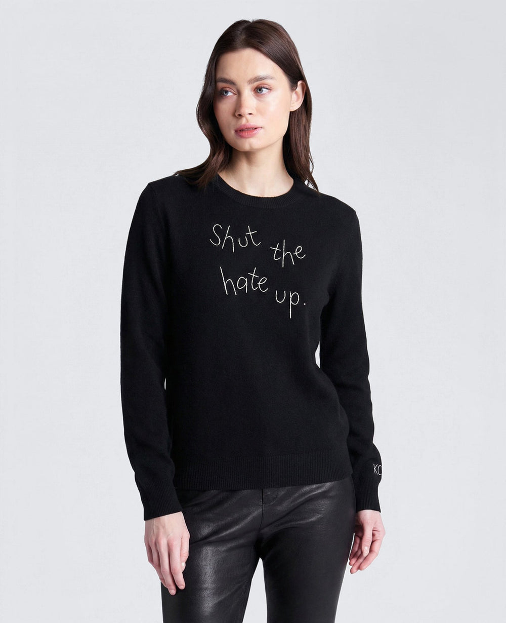 Shop Shut The Hate Up Cashmere Sweater – Black | KC | Kenneth Cole BLACK