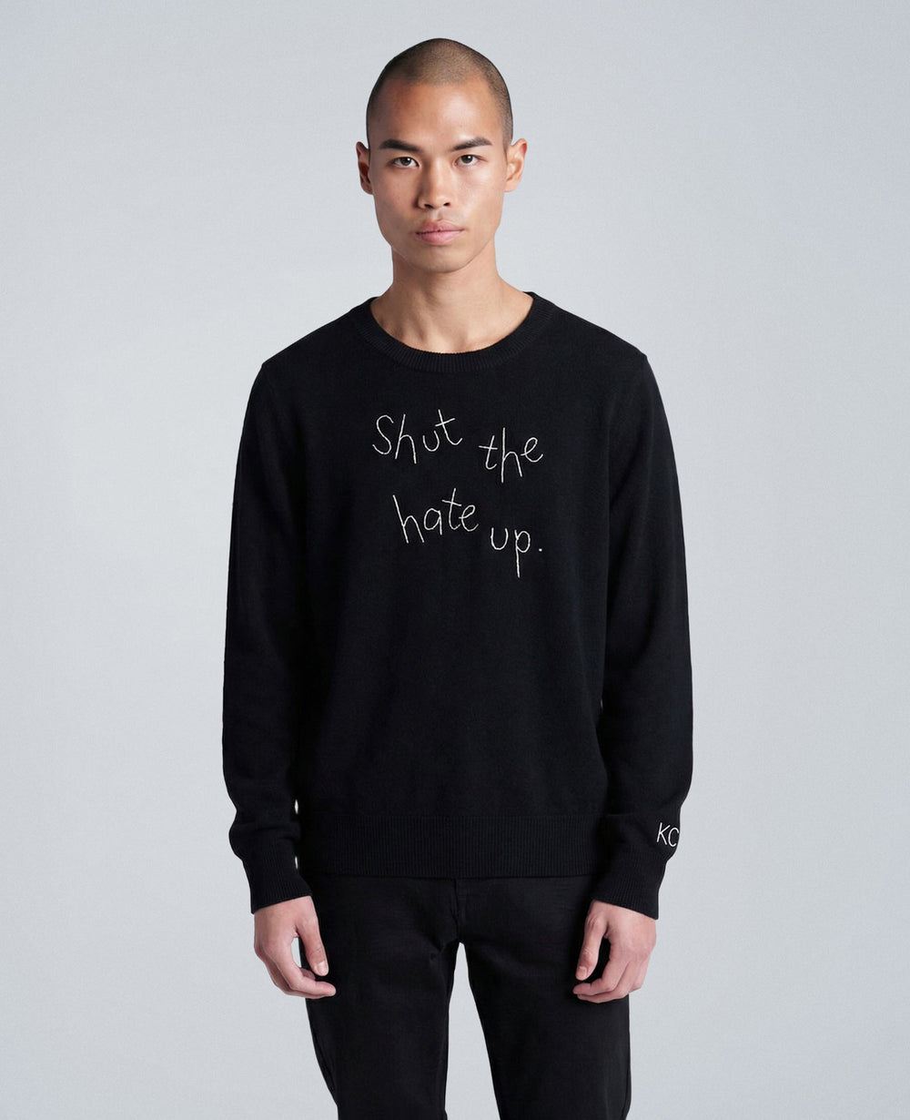 Shop Shut The Hate Up Cashmere Sweater – Black | KC | Kenneth Cole BLACK