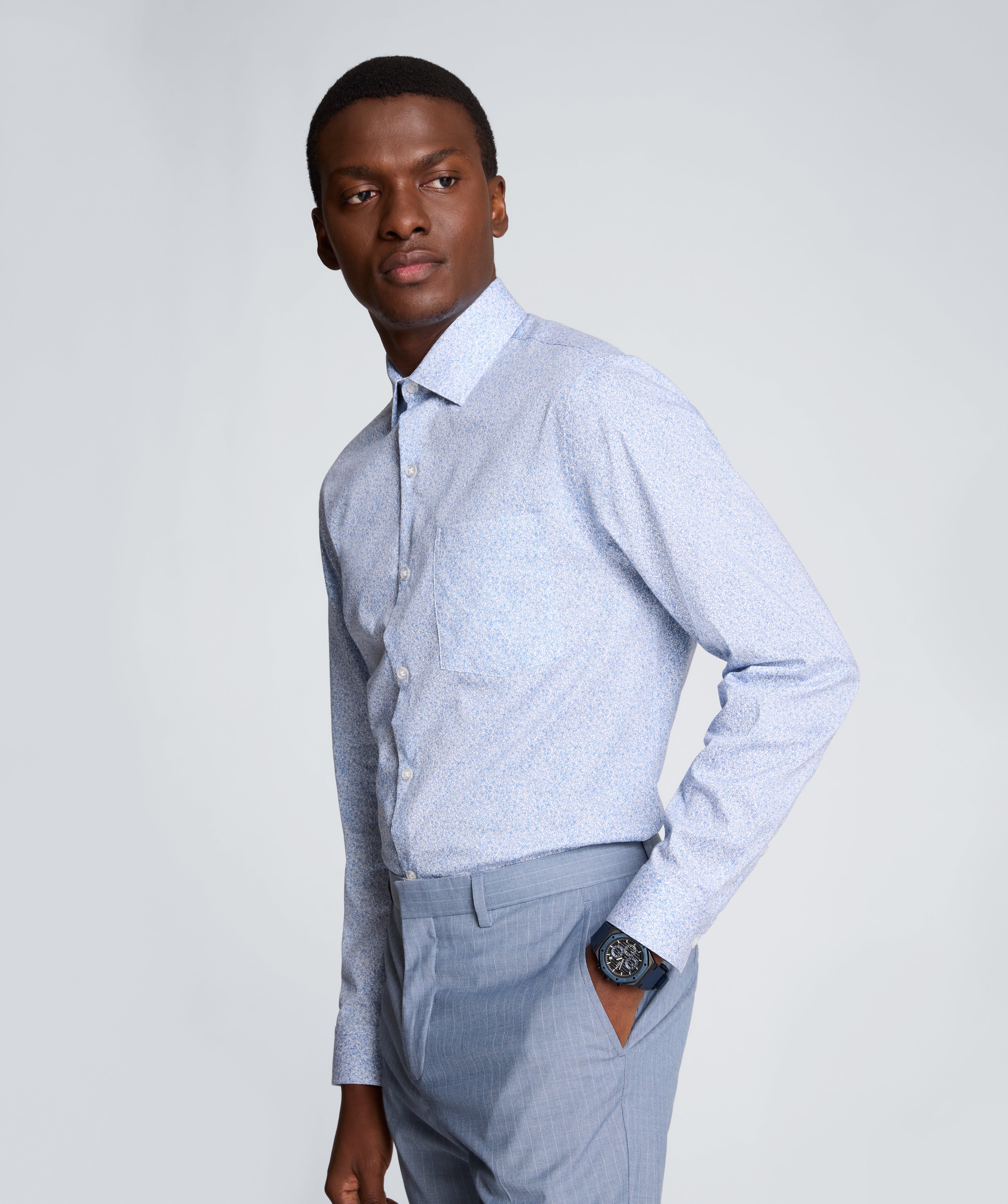 REACTION - Slim Fit Flex Stretch Dress Shirt | Kenneth Cole BLUE FLORAL