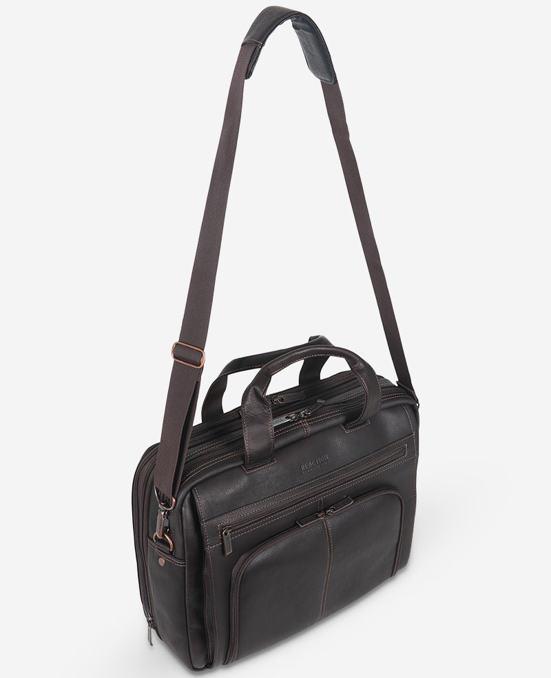 Colombian Leather Top Zip Messenger Bag | Kenneth Cole BROWN