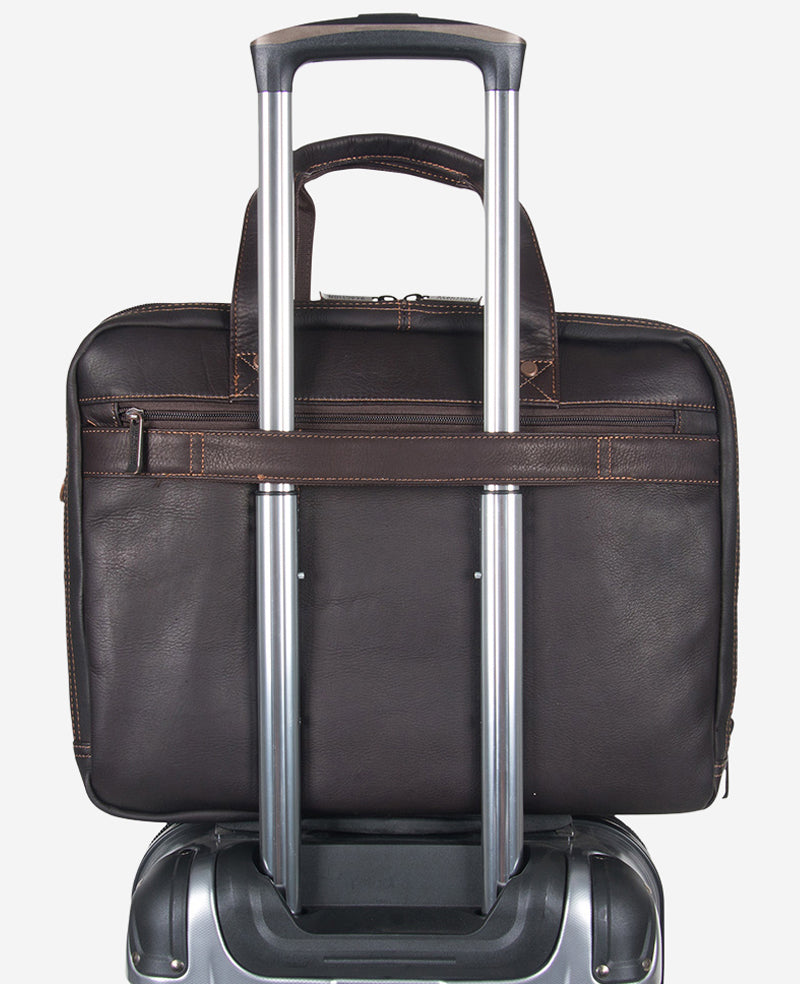 Colombian Leather Top Zip Messenger Bag | Kenneth Cole BROWN