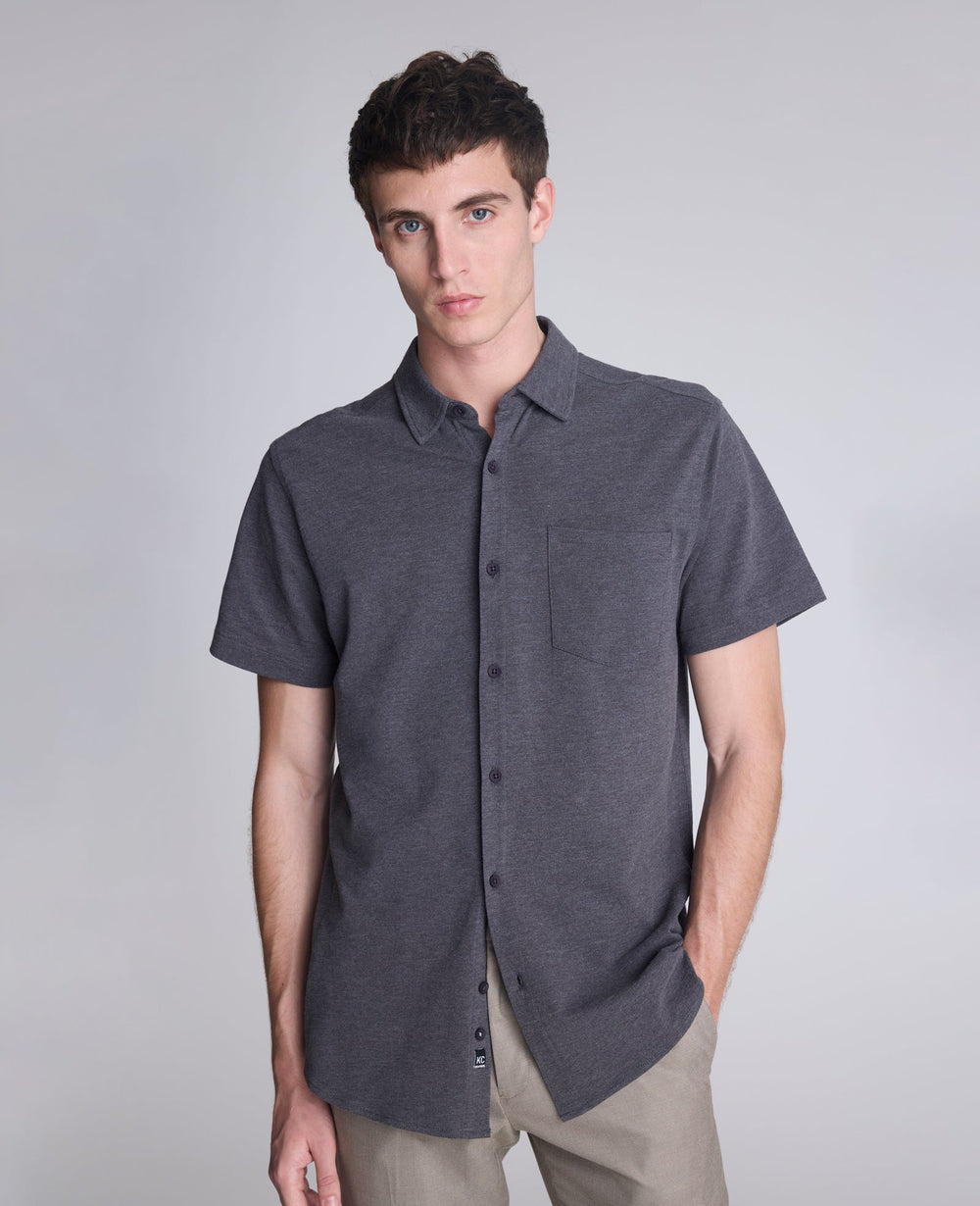 Shop Short Sleeve Sportshirt: Charcole Heather | Kenneth Cole | Kenneth Cole CHARCOLE HEATHER