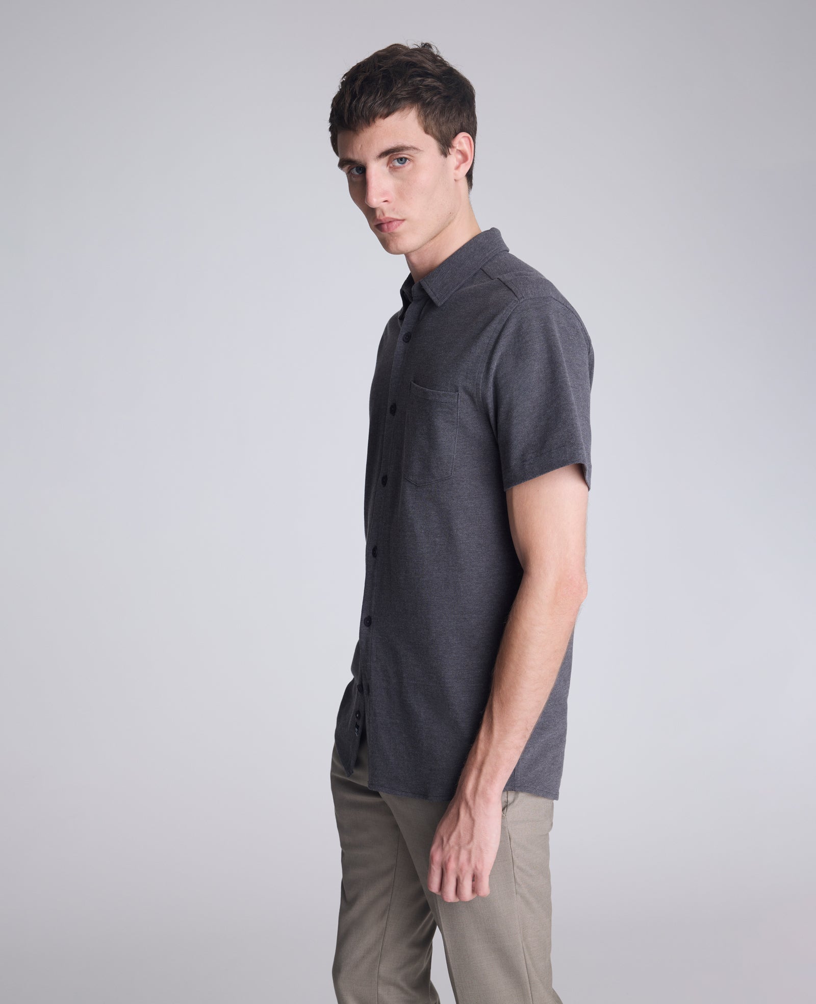 Shop Short Sleeve Sportshirt: Charcole Heather | Kenneth Cole | Kenneth Cole CHARCOLE HEATHER