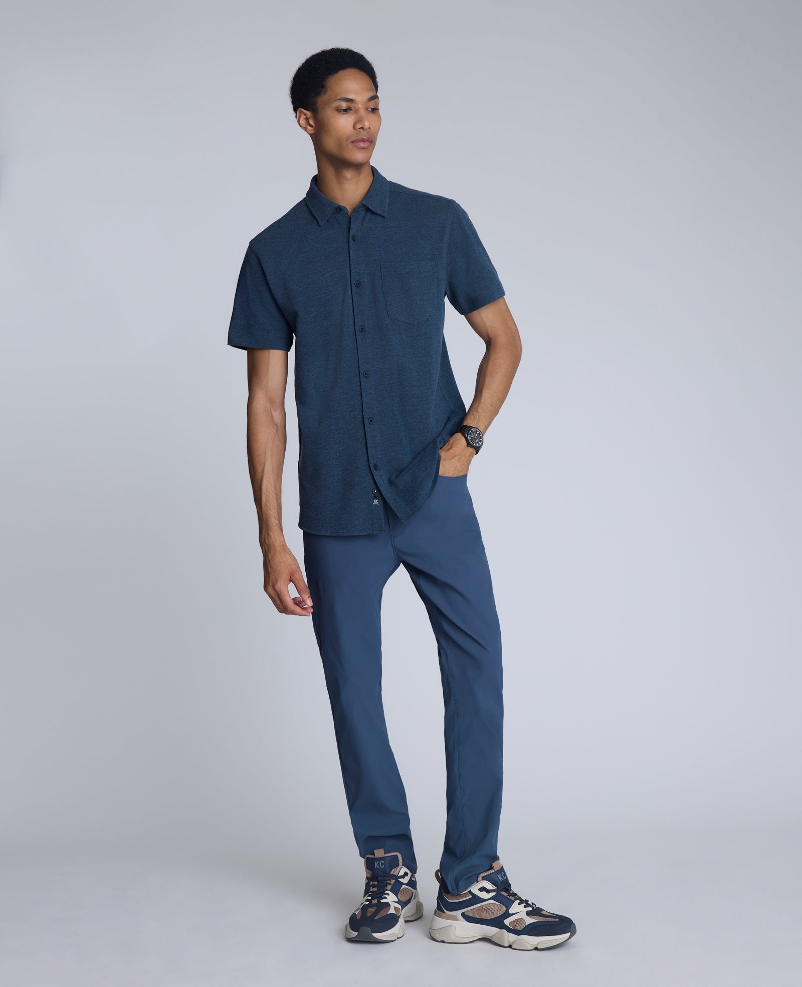 Shop Short Sleeve Sportshirt: Heather Blue | Kenneth Cole | Kenneth Cole HEATHER BLUE