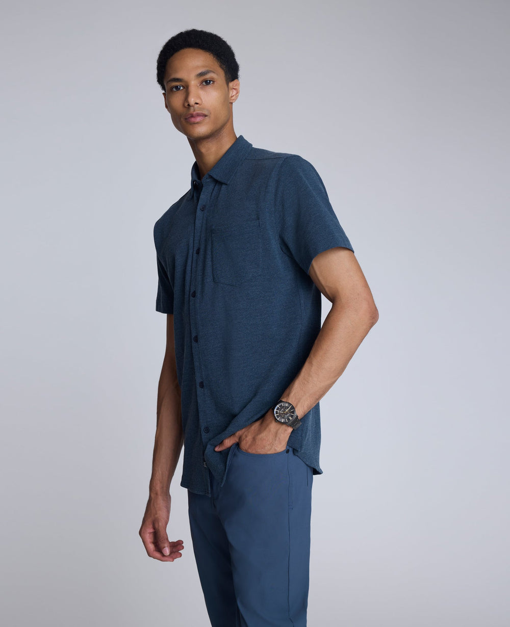 Shop Short Sleeve Sportshirt: Heather Blue | Kenneth Cole | Kenneth Cole HEATHER BLUE