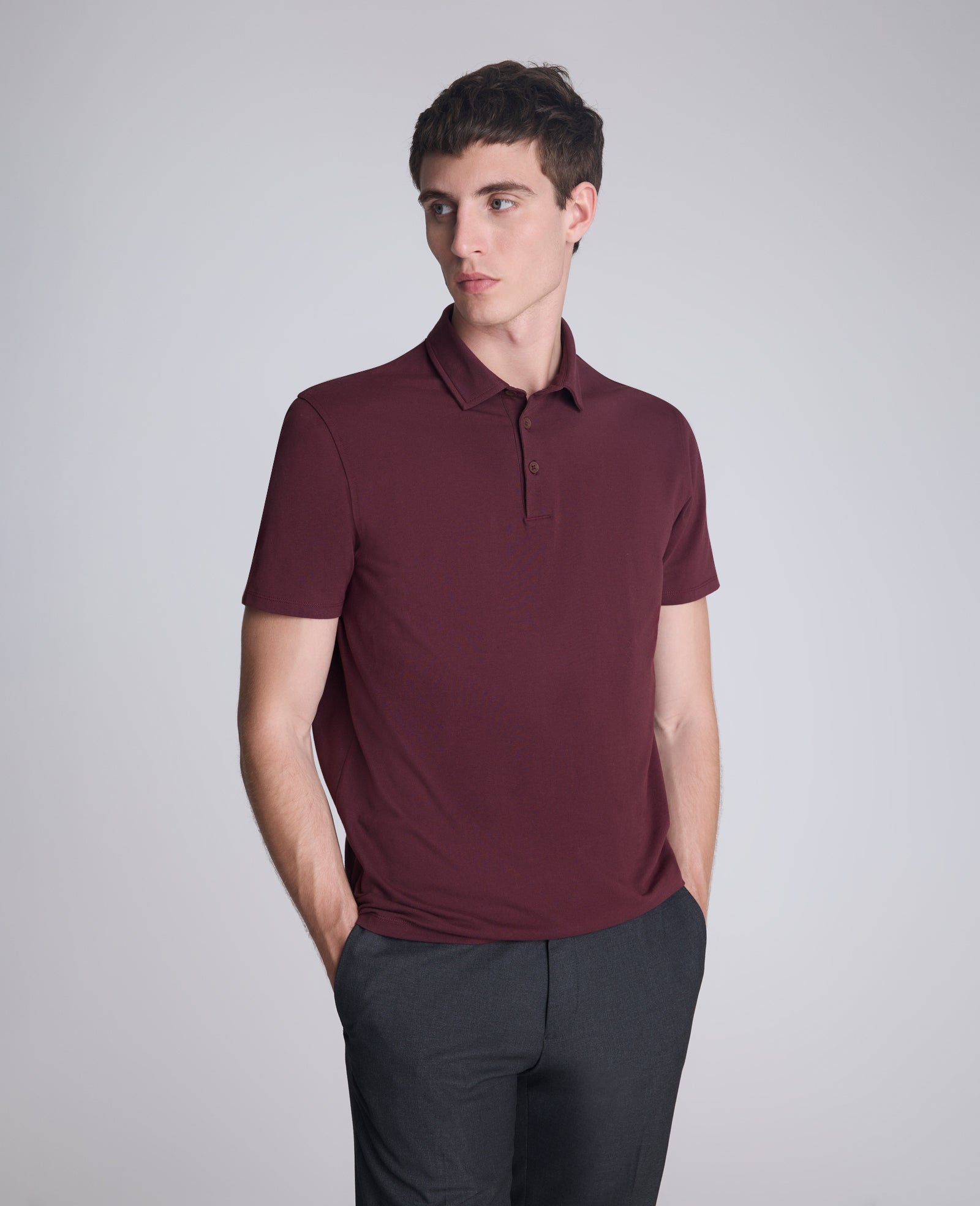 Performance Button Polo: Brick Red Stretch | Kenneth Cole | Kenneth Cole BRICK RED