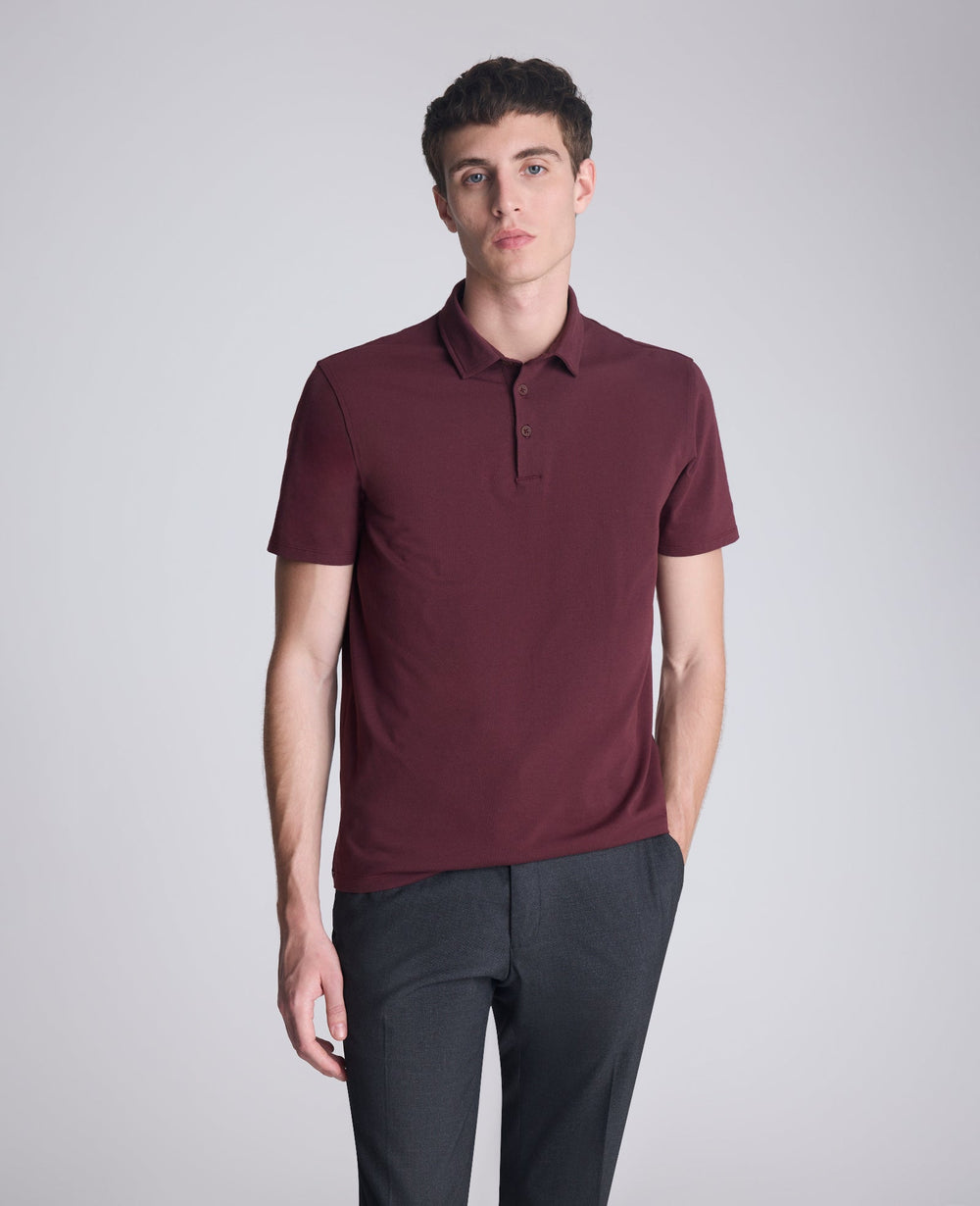 Performance Button Polo: Brick Red Stretch | Kenneth Cole | Kenneth Cole BRICK RED