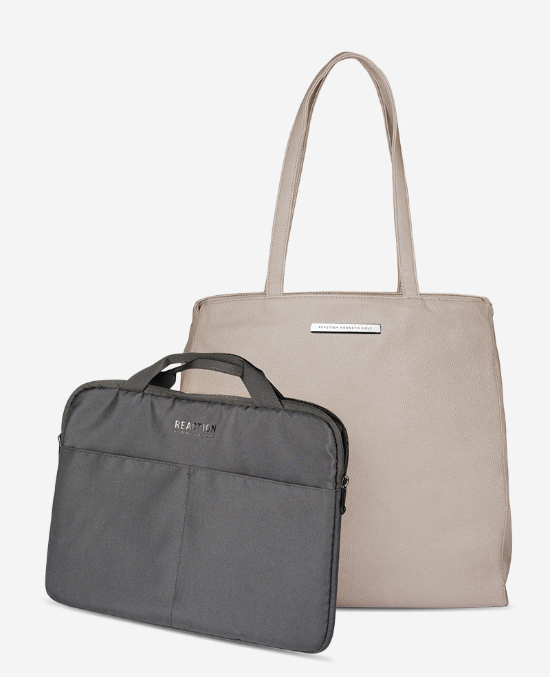 Shop Marley Tote Bag with Removable Laptop Sleeve, Taupe | KC | Kenneth Cole TAUPE