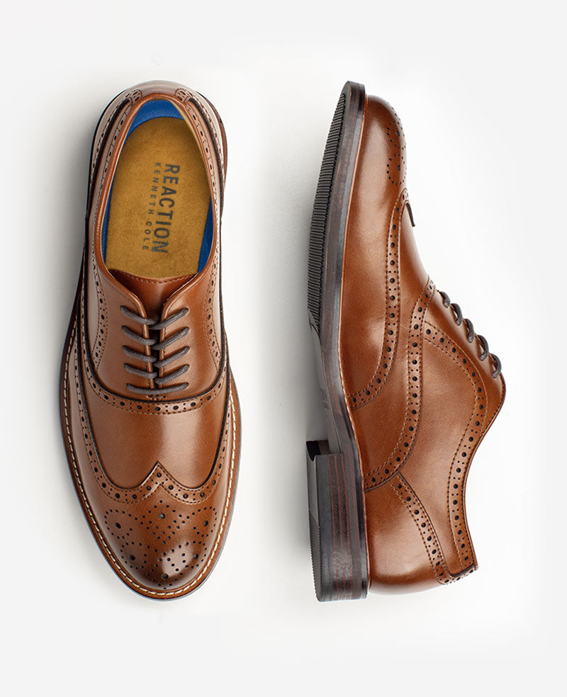 Shop REACTION Lance Brogue Oxford – Cognac Men | KC | Kenneth Cole COGNAC