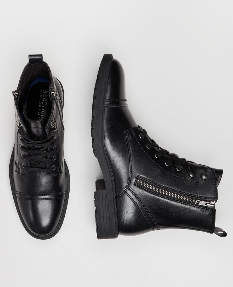 REACTION Captain Combat Boot – Black Zip | Kenneth Cole | Kenneth Cole BLACK