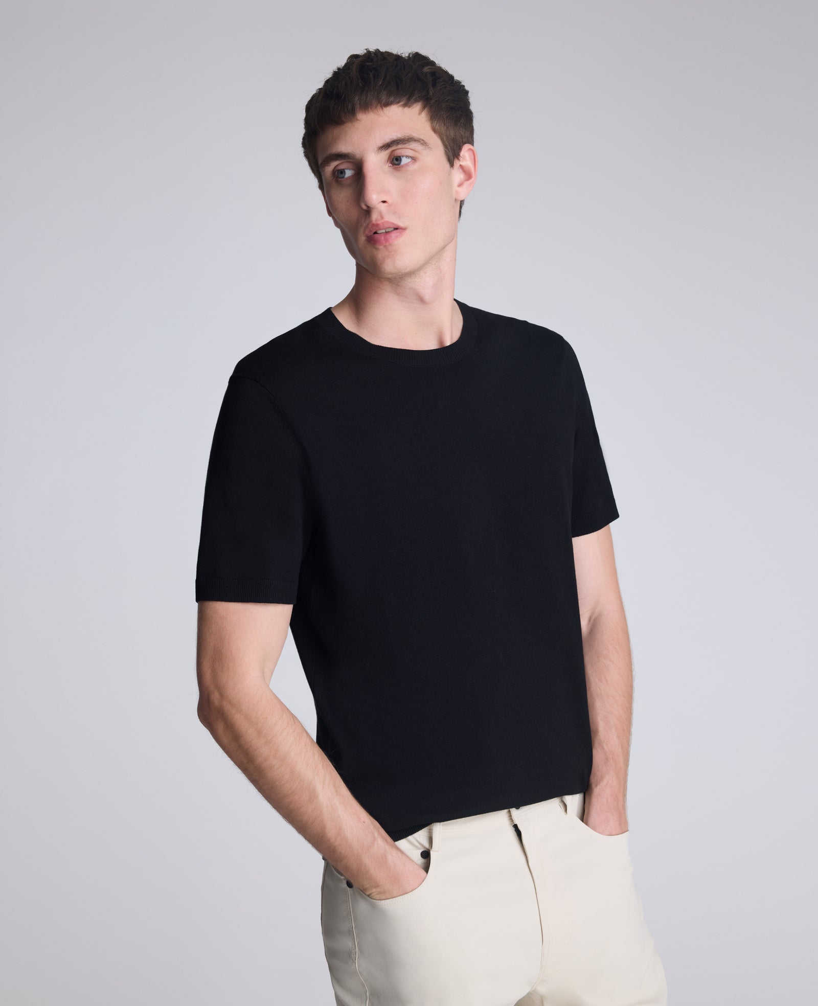Shop Sweater Tee: Black Lightweight Knit, Modern Fit | KC | Kenneth Cole BLACK