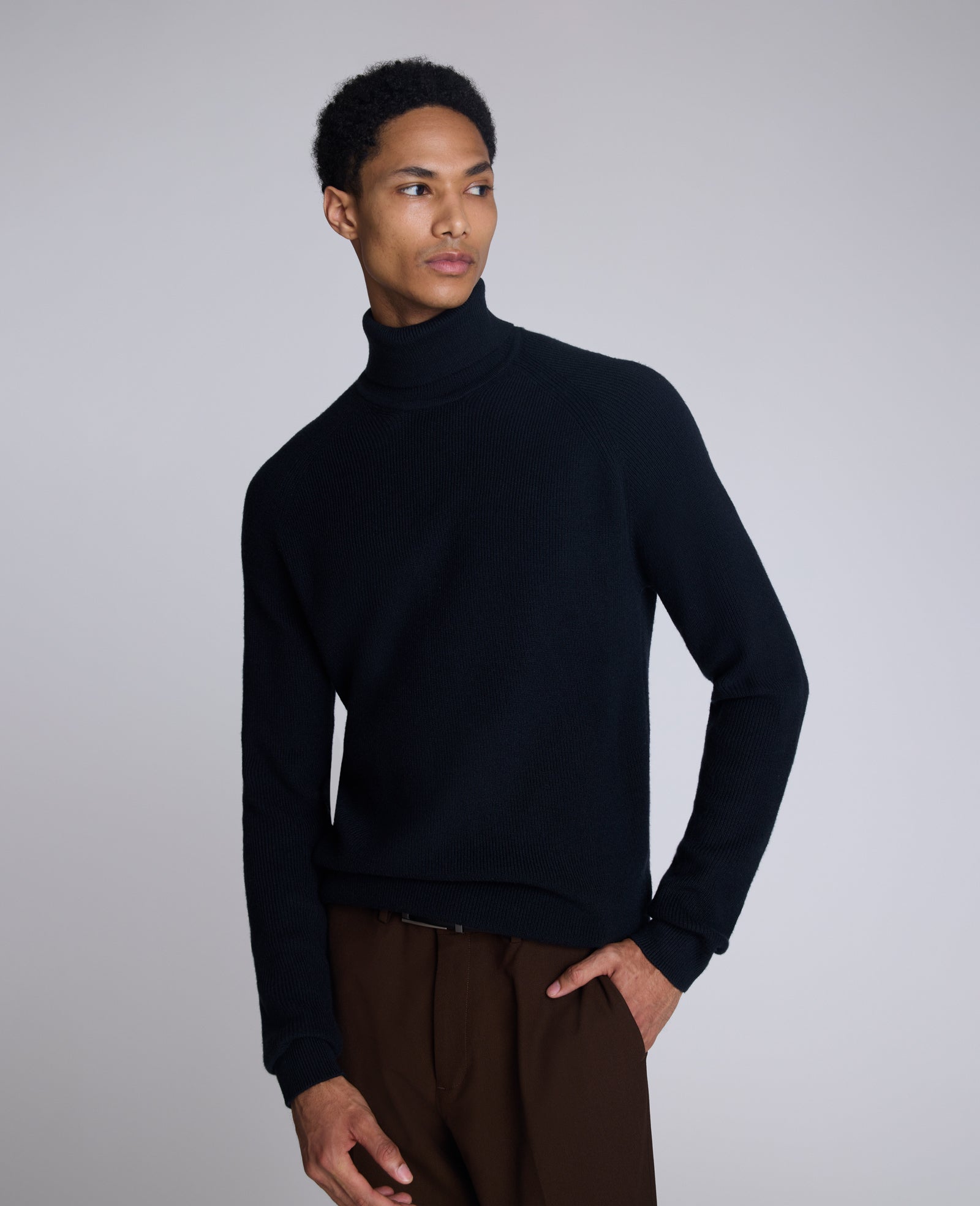 Foldover Turtleneck Sweater: Black Ribbed | Kenneth Cole | Kenneth Cole BLACK