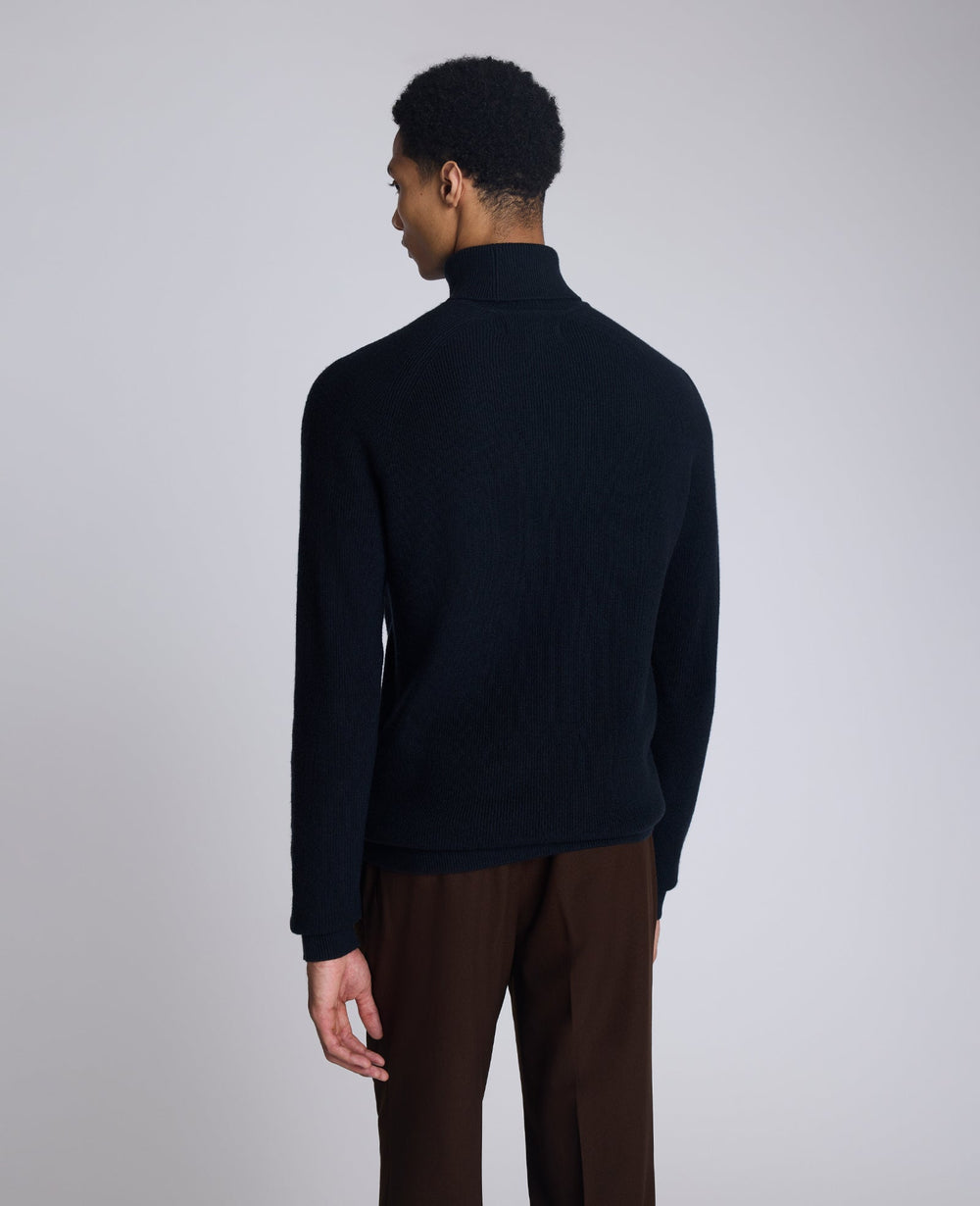 Foldover Turtleneck Sweater: Black Ribbed | Kenneth Cole | Kenneth Cole BLACK