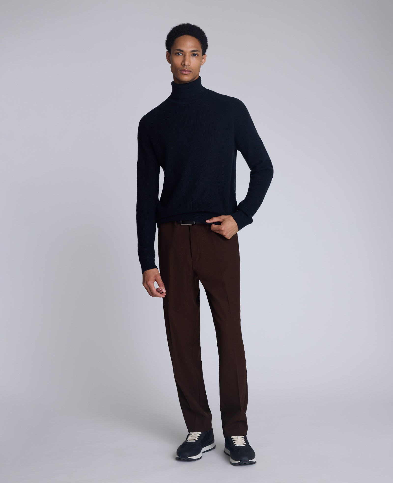 Foldover Turtleneck Sweater: Black Ribbed | Kenneth Cole | Kenneth Cole BLACK