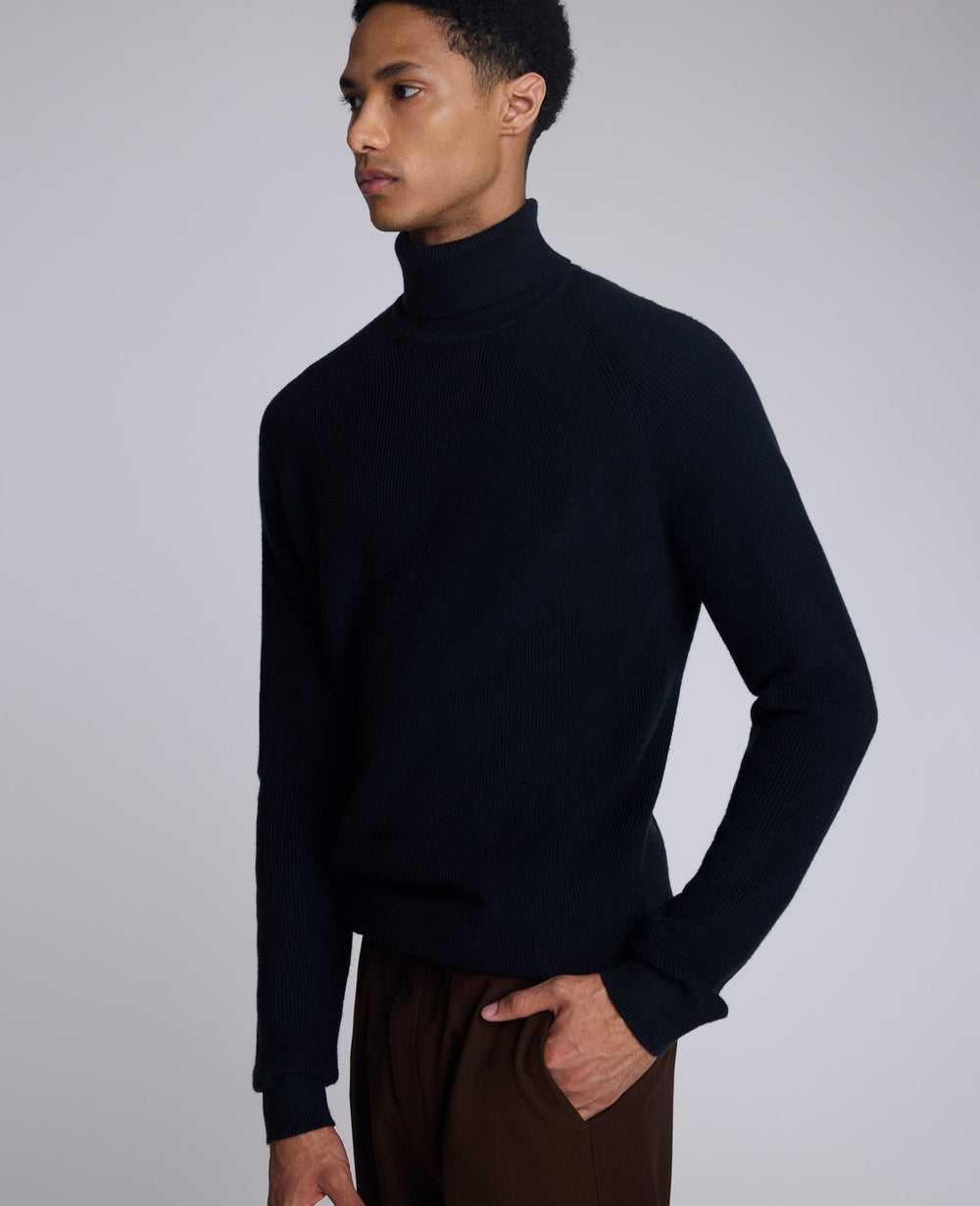 Foldover Turtleneck Sweater: Black Ribbed | Kenneth Cole | Kenneth Cole BLACK
