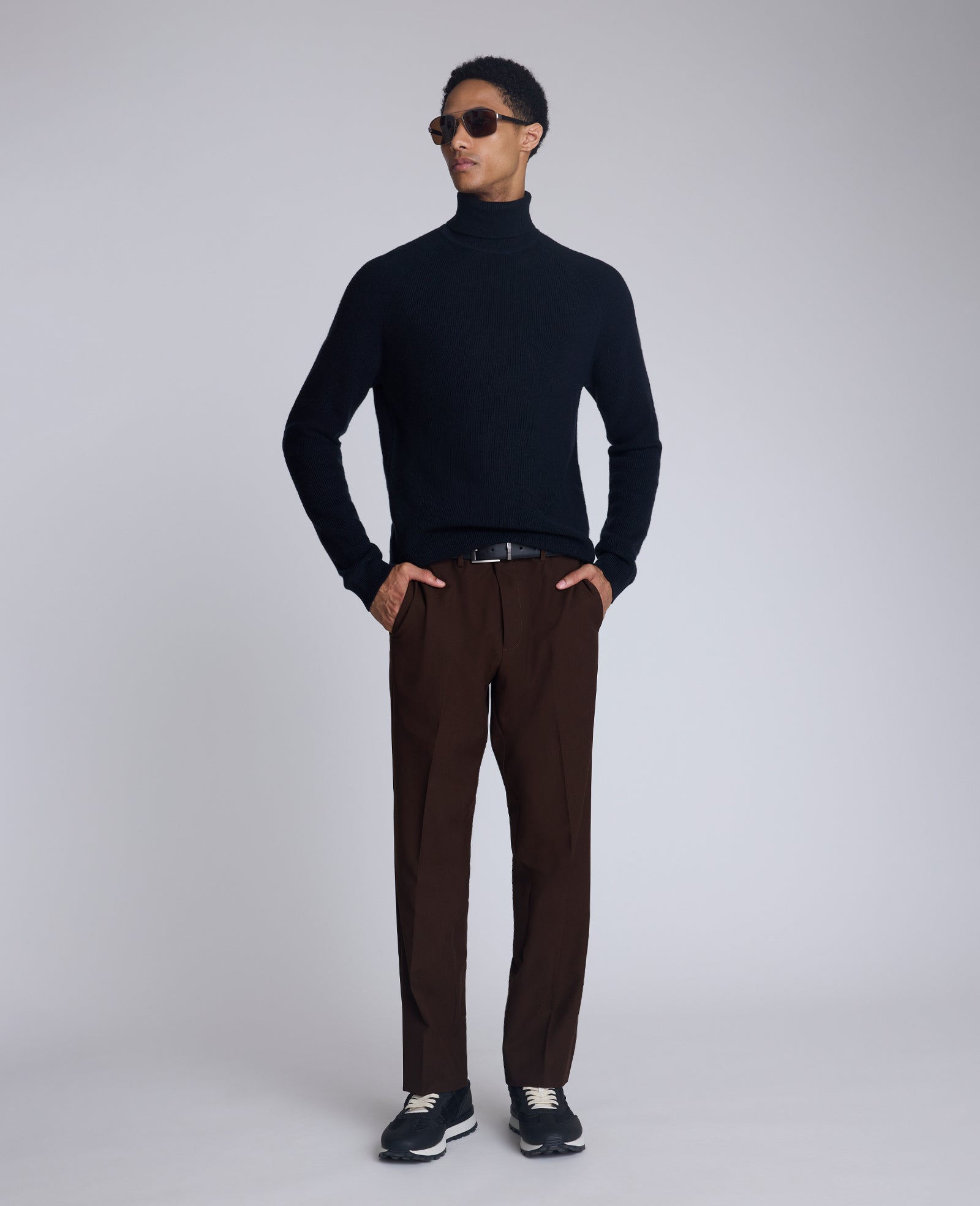 Foldover Turtleneck Sweater: Black Ribbed | Kenneth Cole | Kenneth Cole BLACK