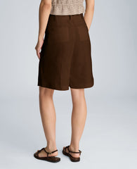 Fly Front High Rise Pleated Bermuda Short | Kenneth Cole BRUNETTE