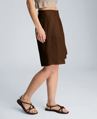 Fly Front High Rise Pleated Bermuda Short | Kenneth Cole BRUNETTE