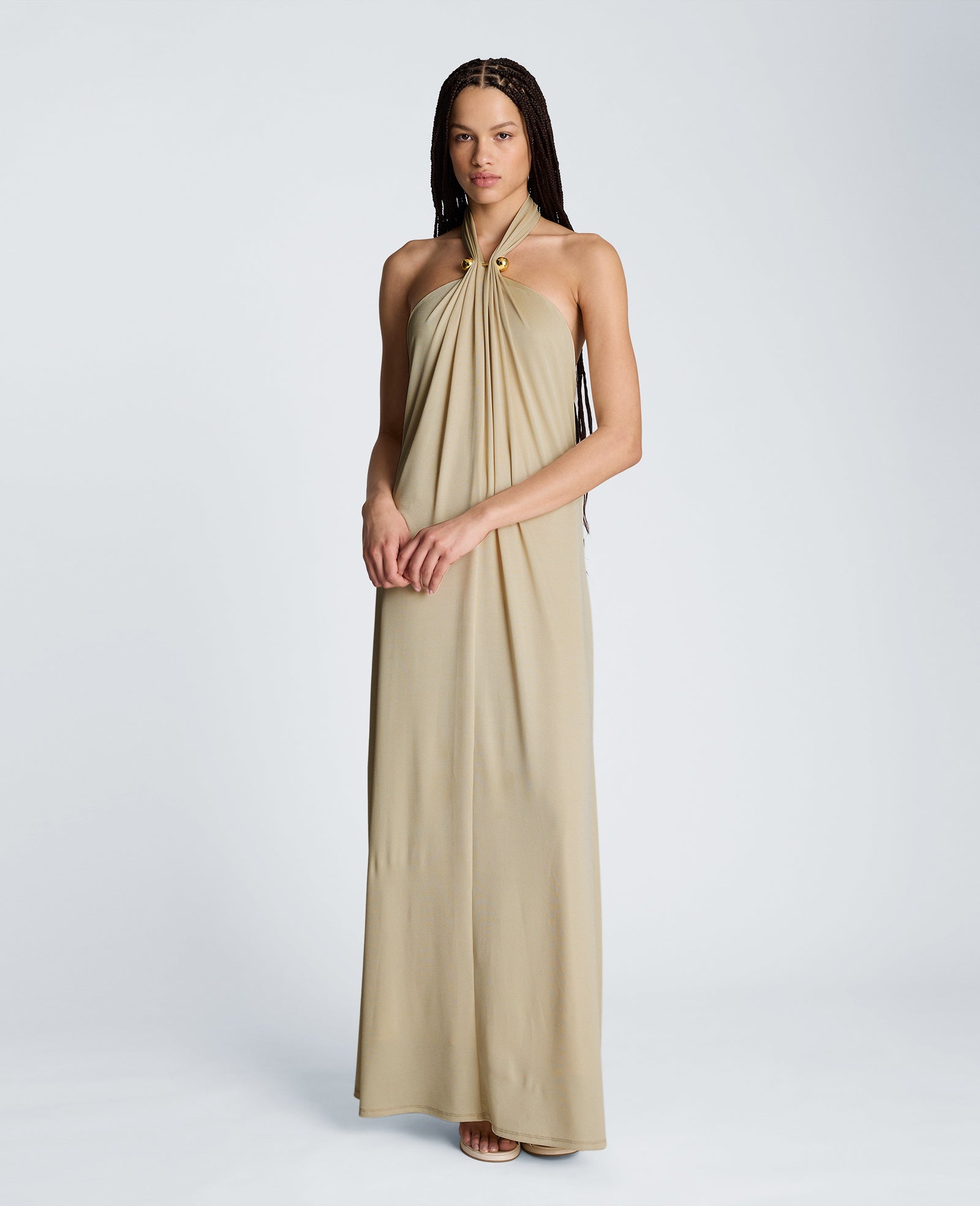 Halter Maxi Dress | Kenneth Cole EGGSHELL