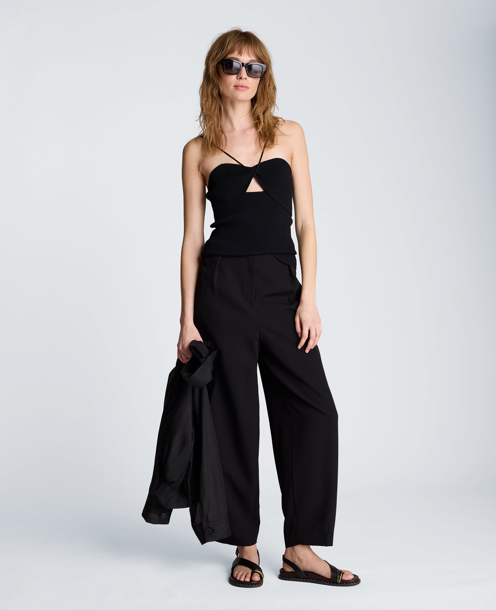 Fly Front Tapered Leg High Waisted Pleated Pant | Kenneth Cole BLACK