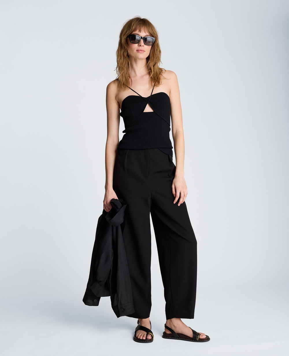 Fly Front Tapered Leg High Waisted Pleated Pant | Kenneth Cole BLACK