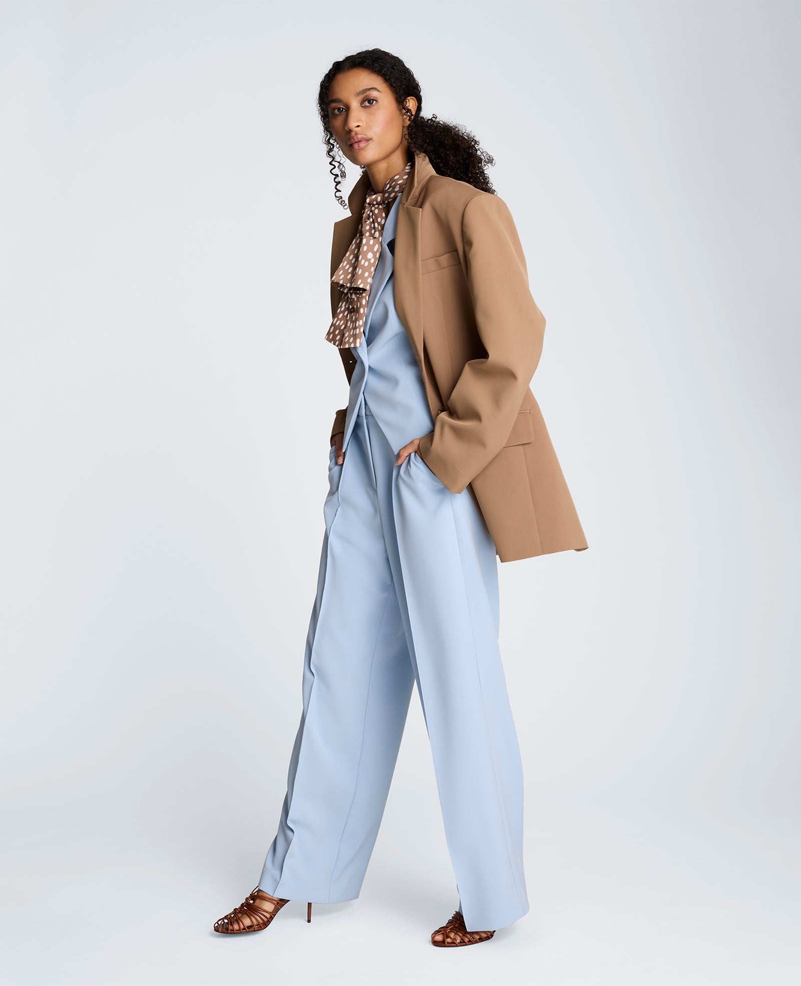 Fly Front High Rise Wide Leg Pintuck Pant | Kenneth Cole BLUE DAWN