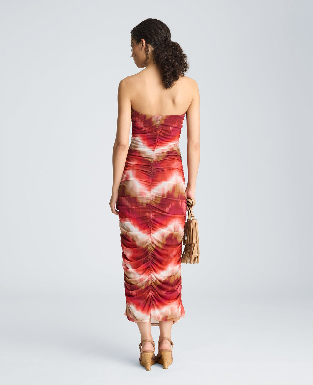 Strapless Ruched Midi Dress | Kenneth Cole PUNCH MULTI