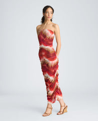 Strapless Ruched Midi Dress | Kenneth Cole PUNCH MULTI