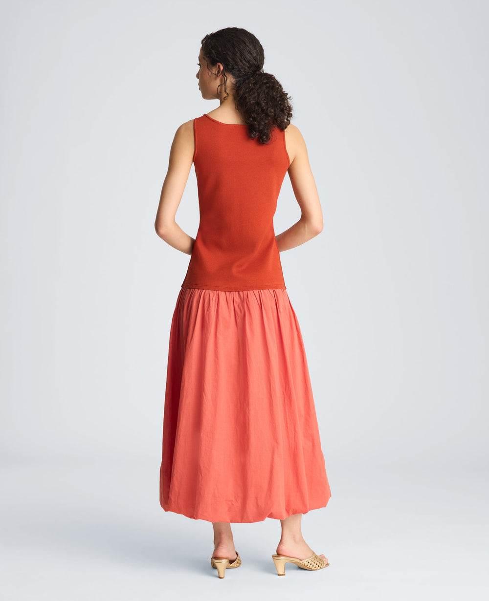 Tank Dress with Draped Woven Skirt | Kenneth Cole TERRA