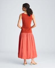 Tank Dress with Draped Woven Skirt | Kenneth Cole TERRA