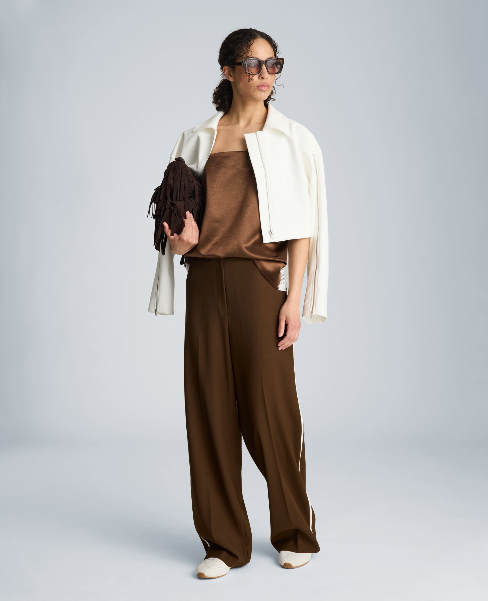 Cami with Lace Side Seam Inserts | Kenneth Cole BRUNETTE