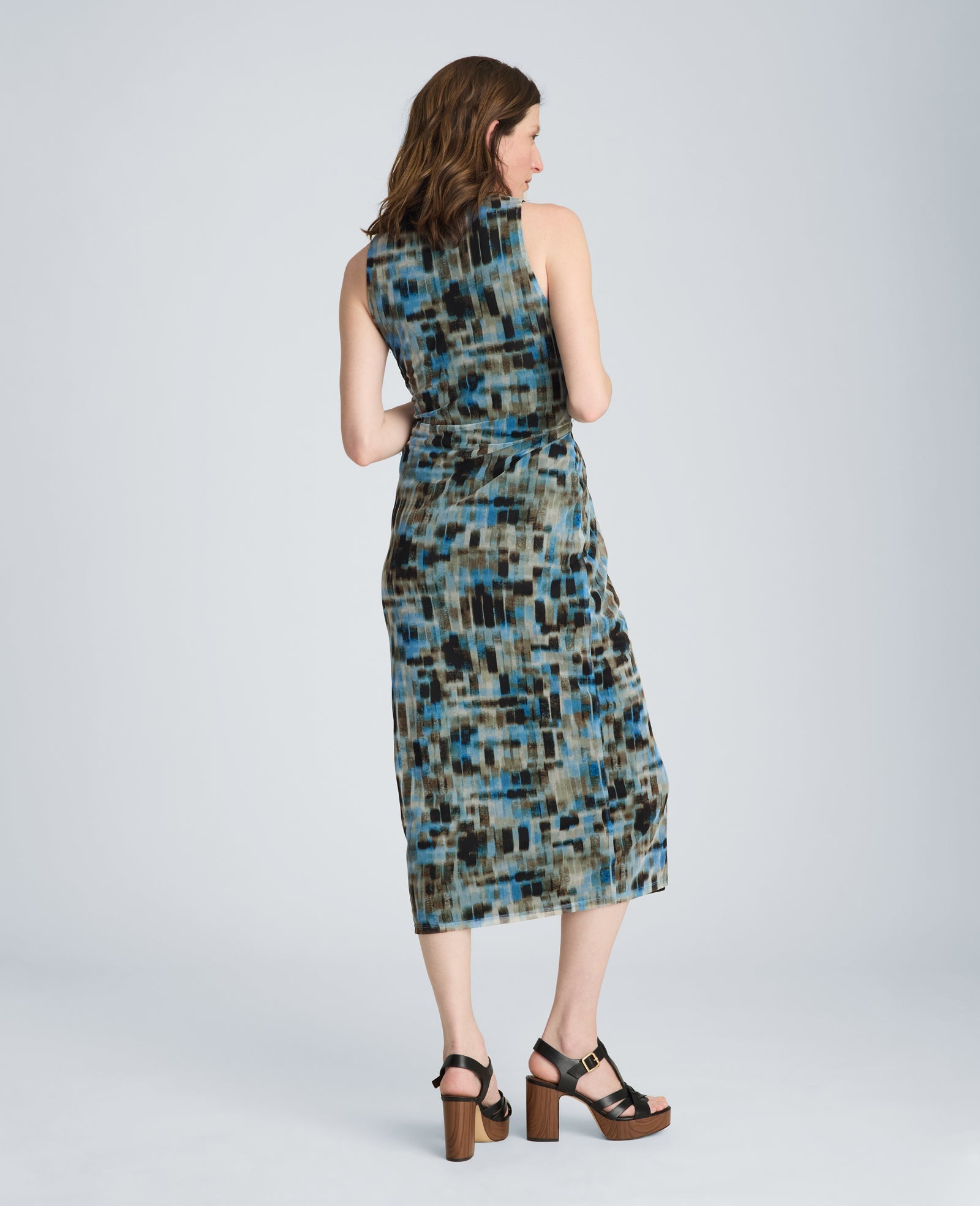 Racer Twist Midi Mesh Dress | Kenneth Cole LAKE BLUE MULTI