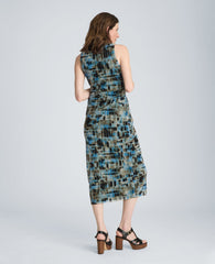 Racer Twist Midi Mesh Dress | Kenneth Cole LAKE BLUE MULTI