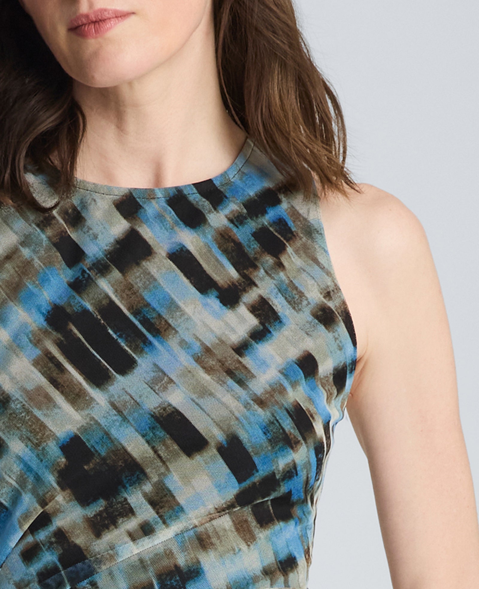 Racer Twist Midi Mesh Dress | Kenneth Cole LAKE BLUE MULTI