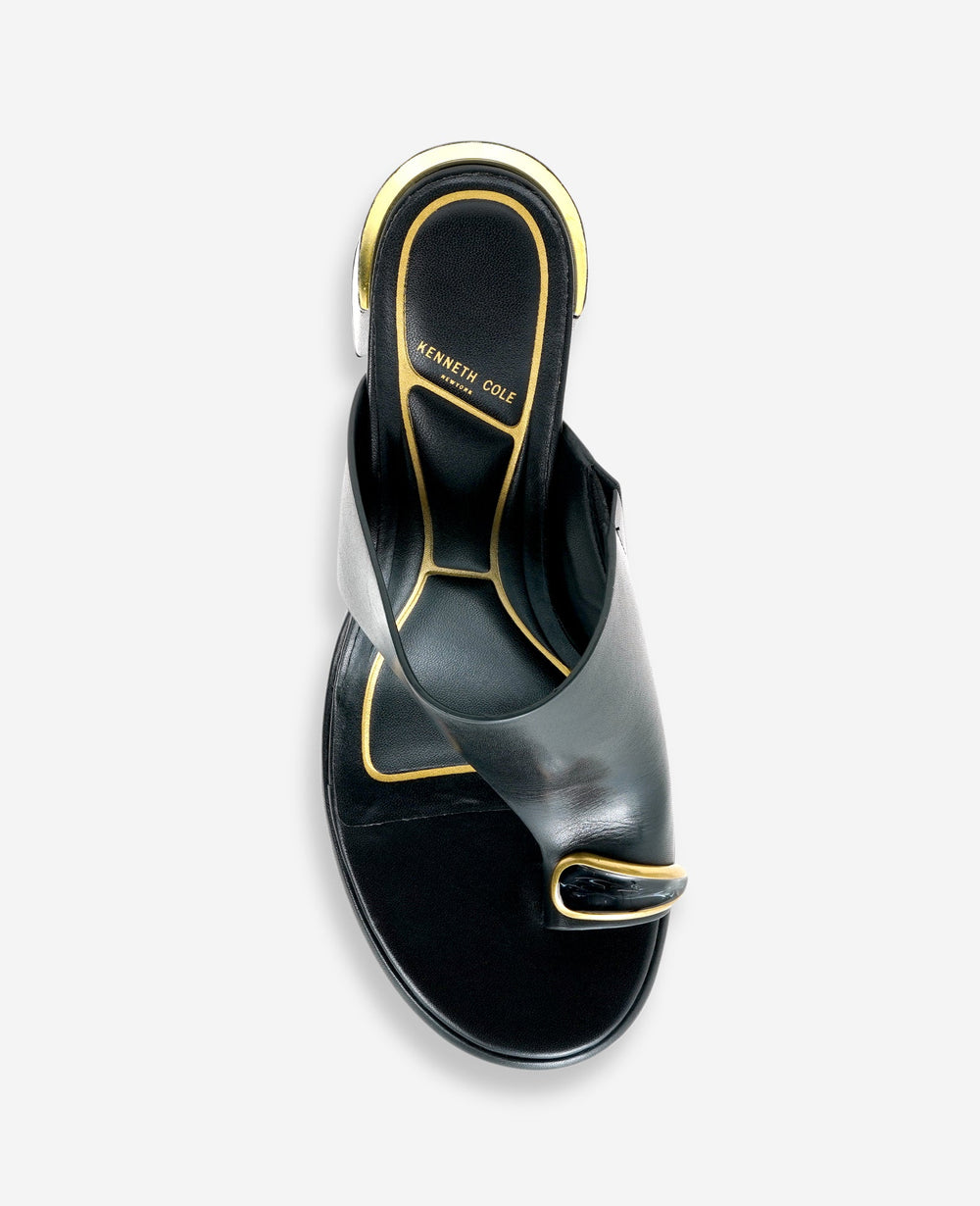 Syndika Leather Stone Toe Ring Heeled Sandal | Kenneth Cole BLACK LEATHER