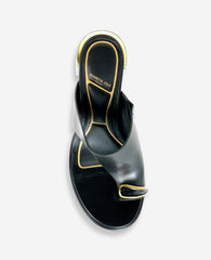 Syndika Leather Stone Toe Ring Heeled Sandal | Kenneth Cole BLACK LEATHER