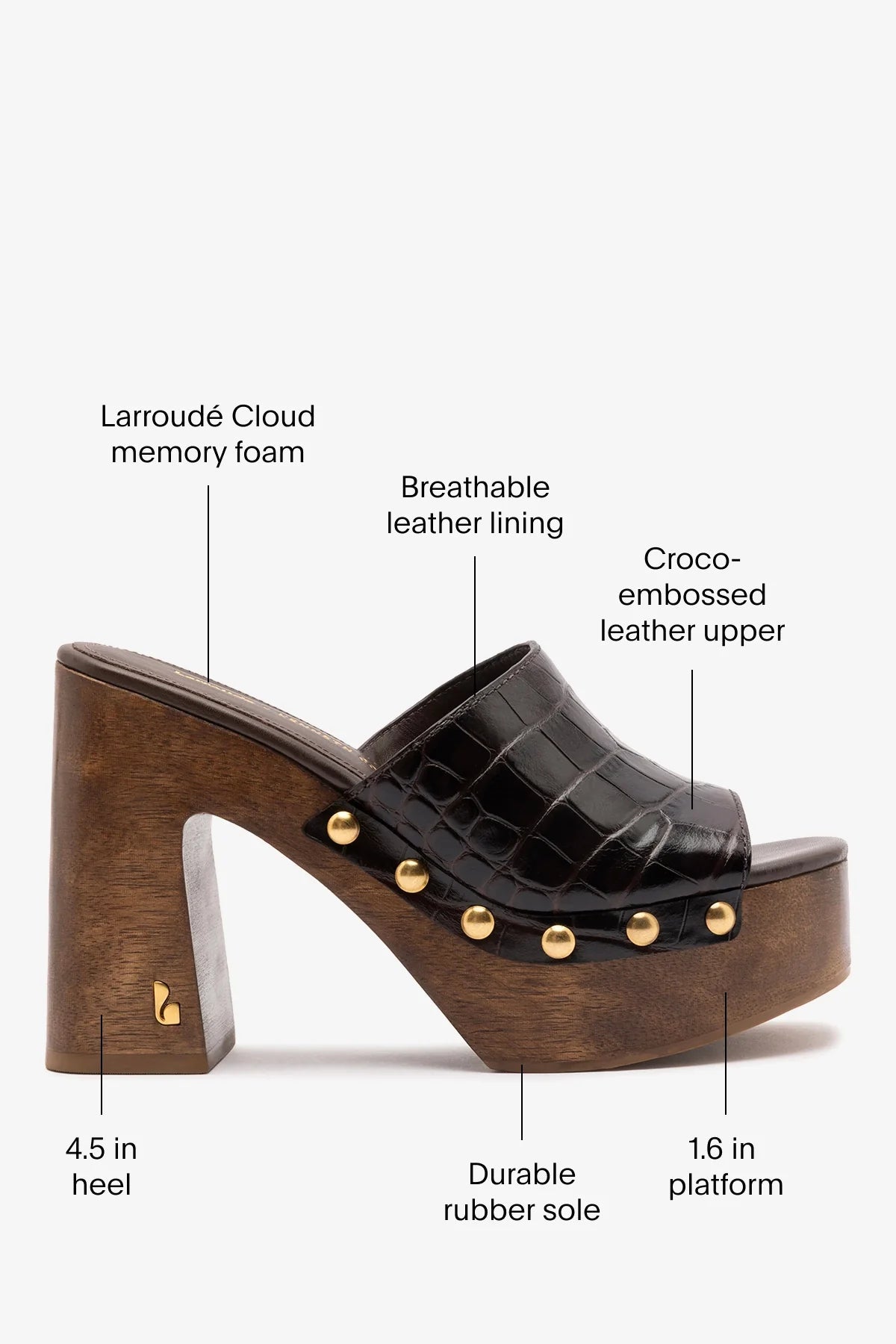 Larroudé x Kenneth Cole: Mule Dark Oak Croco Leather | Kenneth Cole CROCO