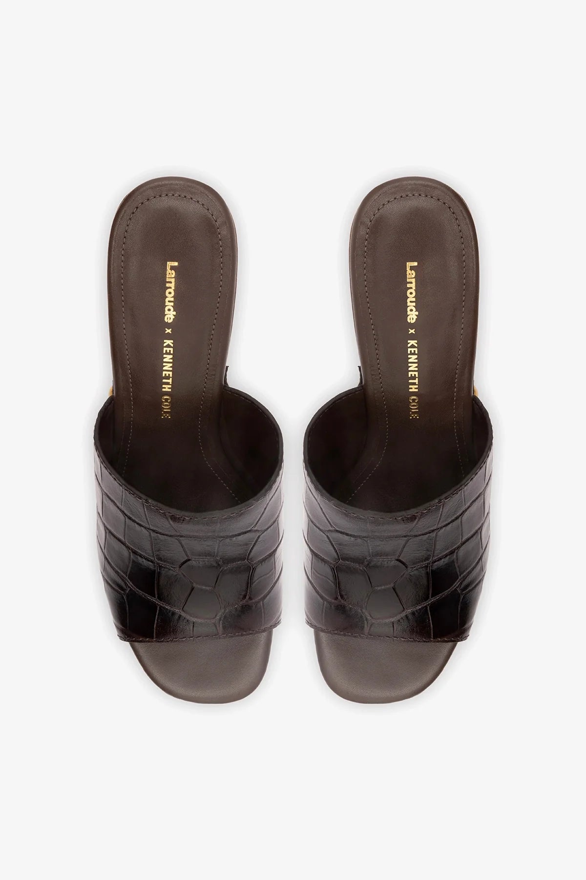 Larroudé x Kenneth Cole: Mule Dark Oak Croco Leather | Kenneth Cole CROCO