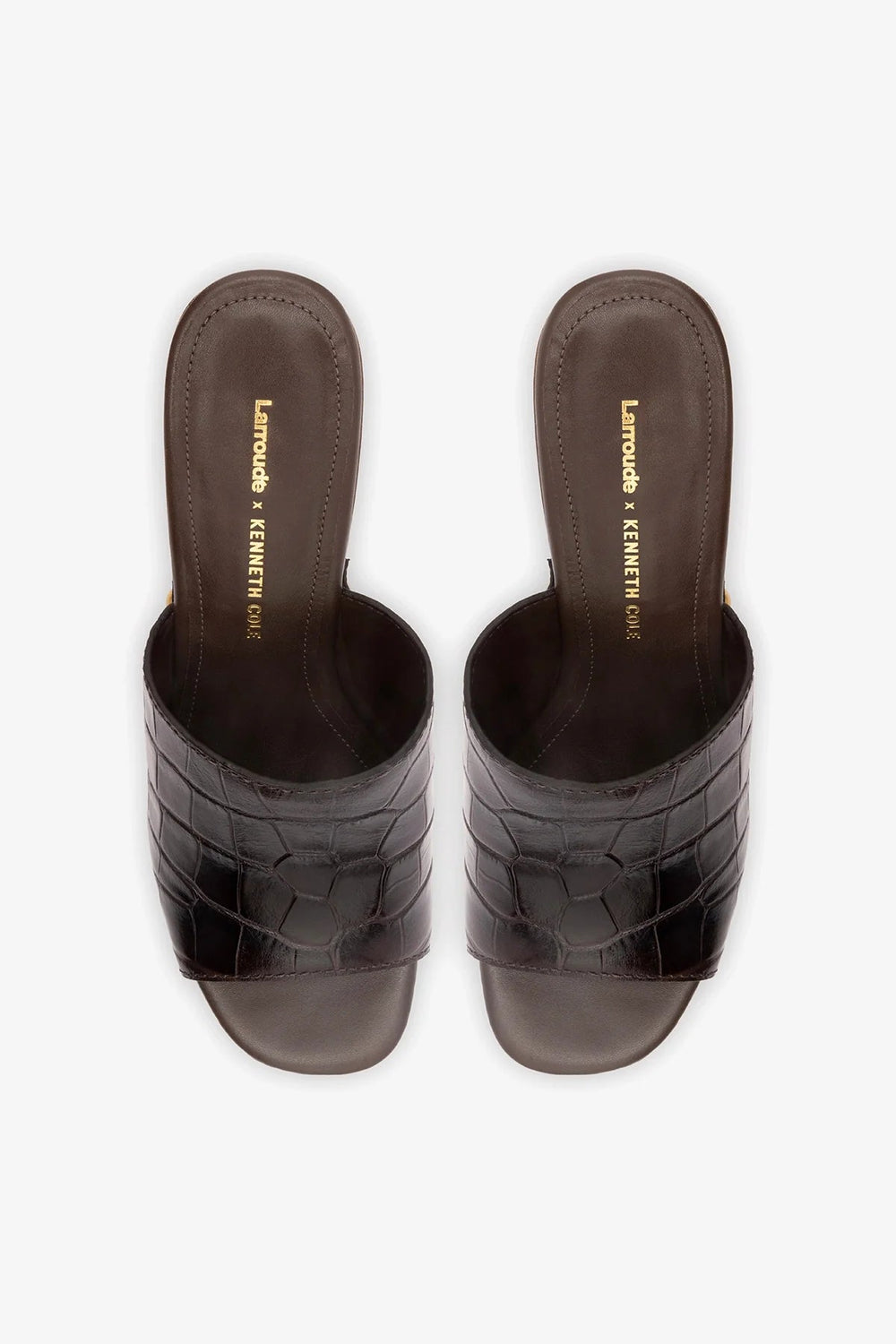Larroudé x Kenneth Cole: Mule Dark Oak Croco Leather | Kenneth Cole CROCO