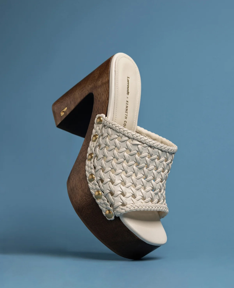 Larroudé x Kenneth Cole: Macrame Mule Ivory Leather | Kenneth Cole IVORY