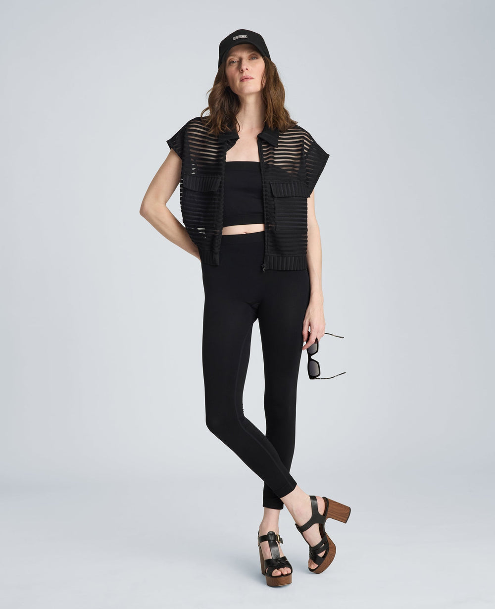Zip-Up Vest Cardigan with Chest Pocket | Kenneth Cole BLACK