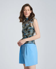 Mock Neck Tank with Interior Tank | Kenneth Cole LAKE BLUE MULTI