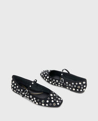 Shop Jasper Black Suede Stud Ballet Flat | Kenneth Cole | Kenneth Cole BLACK